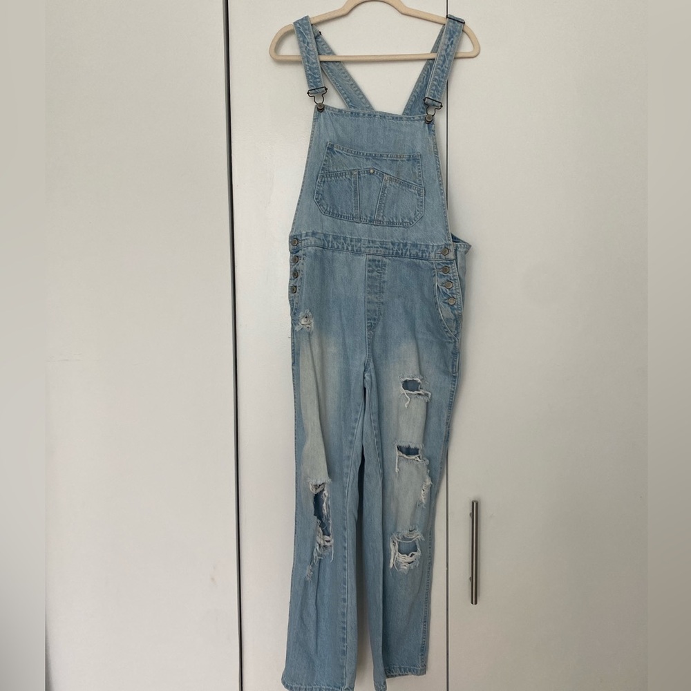 Distressed painter overalls